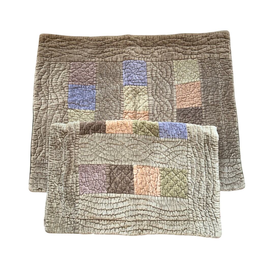 2 Pottery Barn Cotton Velvet Quilt Stitch Standard Sham